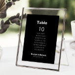 Formal Black Wedding Table 10 Seating Chart   Invitation<br><div class="desc">This formal black wedding table 10 seating chart card is perfect for a rustic wedding. The design features a beautiful font in a black background to embellish your event.

The card prints recto verso (double-sided).</div>