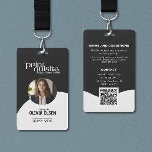 Formal Black White Business & Event ID—Classic QR  ID Badge