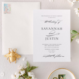 Formal Black & White Calligraphy Wedding Invitation