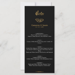 Formal Black White Leaves Dinner & Drinks Menu