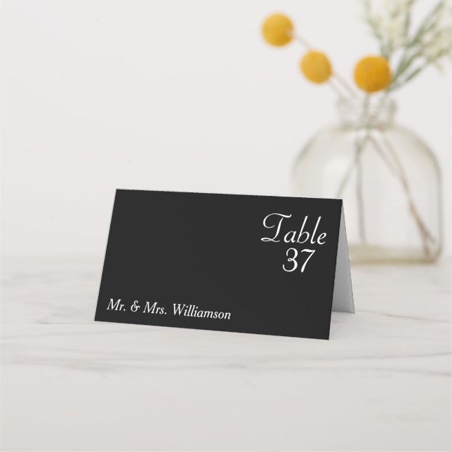 Formal Black White Love Wedding Place Card (Front)