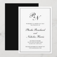 Formal Black White Monogram Wedding Postponement