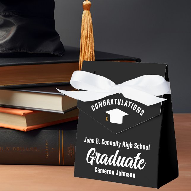 Formal Black White Personalised Graduation Party Favour Box (Creator Uploaded)