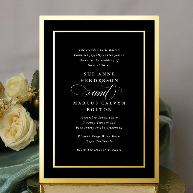 Formal Black & White Script Golden Frames Wedding (Creator Uploaded)