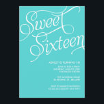 Formal Blue Sweet 16 Invitations<br><div class="desc">This blue sweet 16 invitation is decorated with white formal lettering.</div>