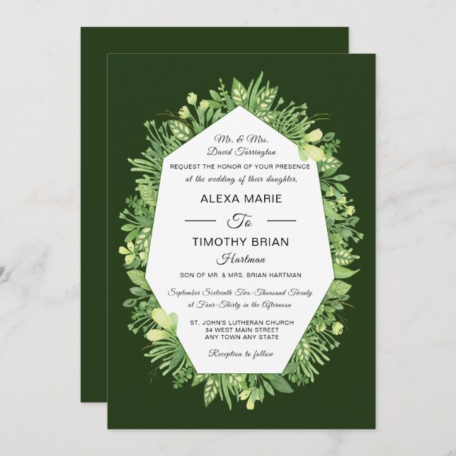Formal Botanical Garden Elegant Wedding Invitation (Front/Back)