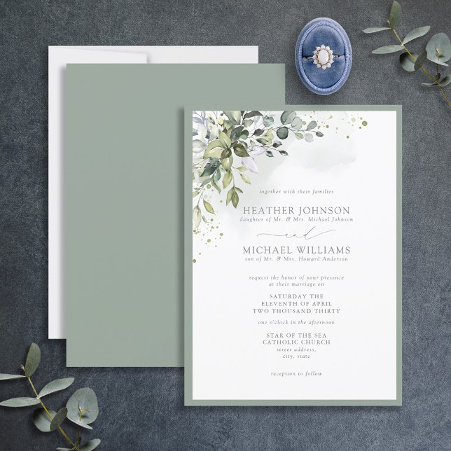 Formal Botanical Greenery Floral Watercolor Invitation (Creator Uploaded)