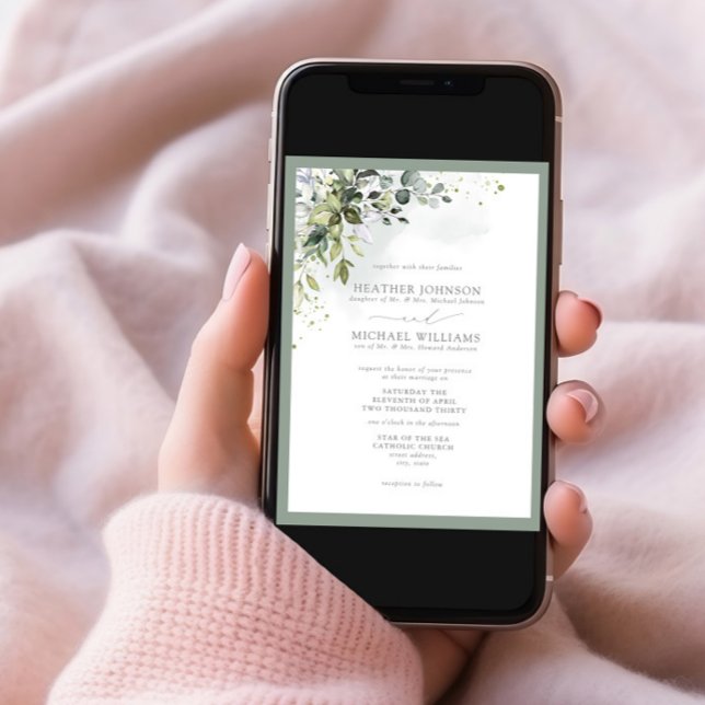 Formal Botanical Greenery Floral Watercolor Invitation (Creator Uploaded)