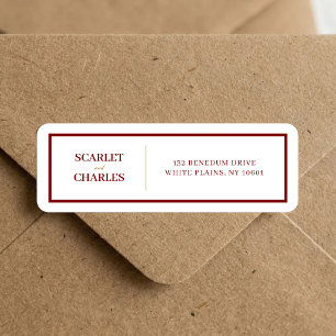 Formal Burgundy & Gold Wedding Return Address