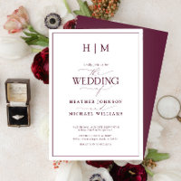 Formal Burgundy Monogram Calligraphy Wedding