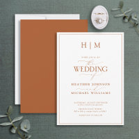 Formal Burnt Orange Monogram Calligraphy Wedding