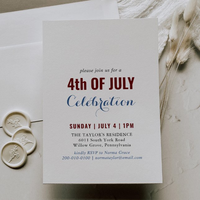Formal Calligraphy 4th of July Celebration Invitation (Creator Uploaded)