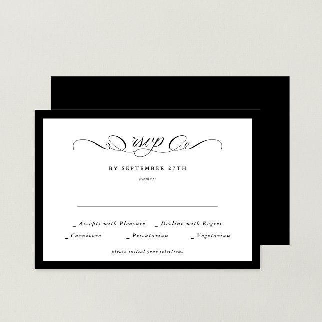 Formal Calligraphy Black Framed Classic Wedding RSVP Card (Creator Uploaded)