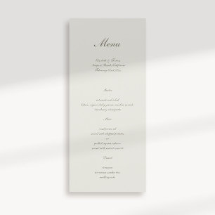 Formal Calligraphy Classic Ecru Simple Wedding Menu