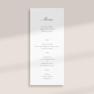 Formal Calligraphy Classic Ivory Simple Wedding Menu