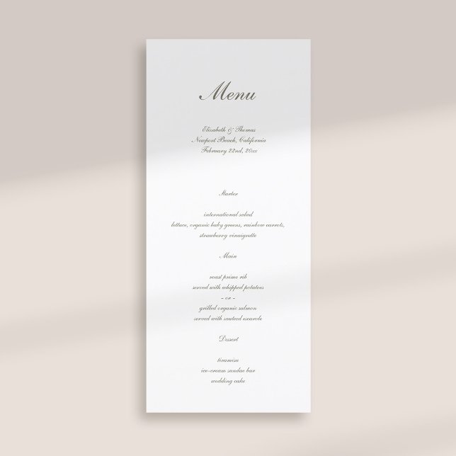 Formal Calligraphy Classic Ivory Simple Wedding Menu (formal traditional elegant calligraphy wedding menu card ivory classic)