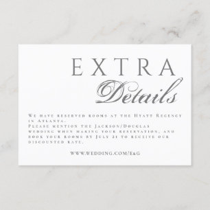 Formal Calligraphy Elegant Grey Wedding Details Enclosure Card