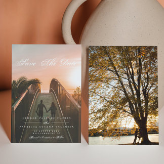 Formal Calligraphy Elegant Multi Photo Save The Date