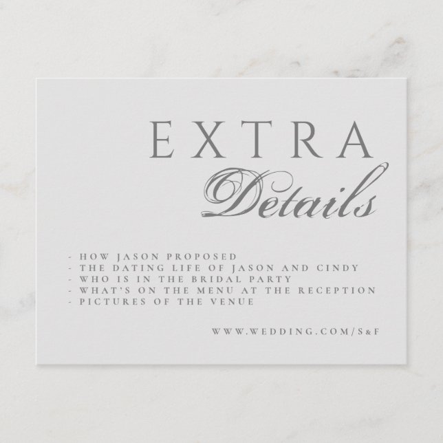 Formal Calligraphy Elegant Wedding Enclosure Card (Front)