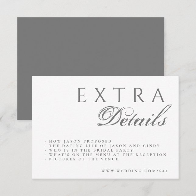 Formal Calligraphy Elegant Wedding Enclosure Card (Front/Back)