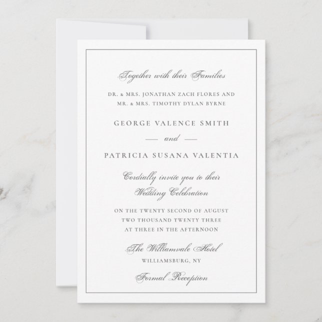 Formal Calligraphy Elegant Wedding Invitation (Front)