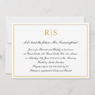 Formal Calligraphy Gold Monogram Bridal Brunch Invitation