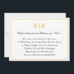 Formal Calligraphy Gold Monogram Rehearsal Dinner Invitation<br><div class="desc">Formal and fancy rehearsal dinner invitations featuring a simple design with your event details inside of a faux gold border,  over a white background.  At the top is your two initial monogram and your details are in an elegant calligraphy.  A classy design that is sure to impress.</div>