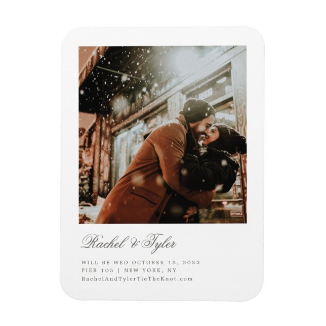 Formal Caption Wedding Engagement Save the Date Magnet (Vertical)