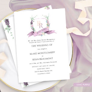 Formal Chic Lilac, Purple, Pastel Monogram Wedding Invitation
