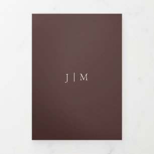 Formal Chocolate brown Modern Wedding Tri-Fold Card