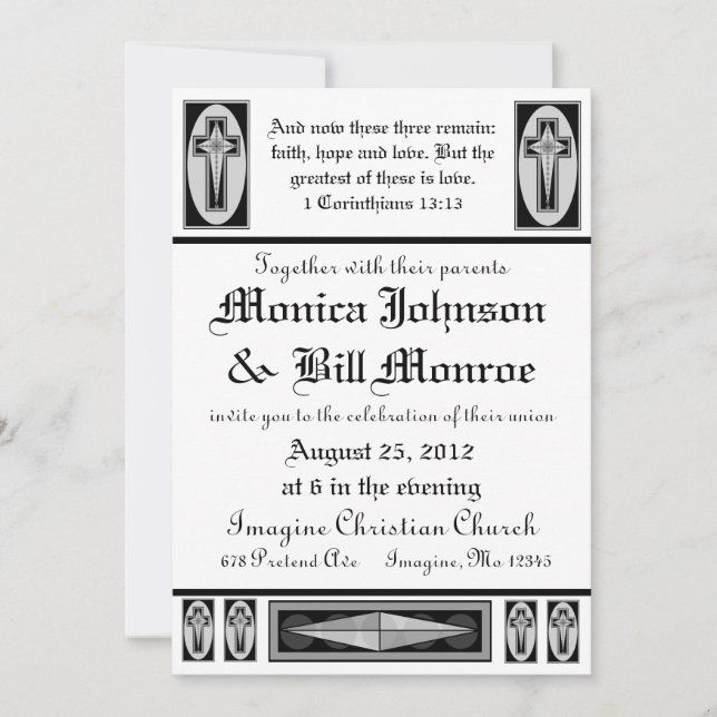 Formal Christian Wedding Invitation (Front)