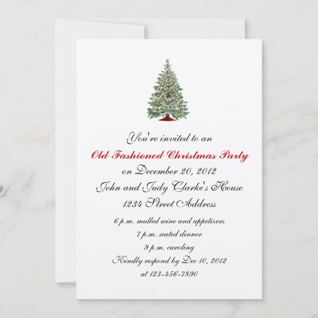 Formal Christmas Party Invitations Tree (Front)
