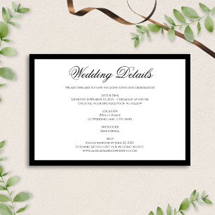 Formal Classic Black and White Wedding Details Enclosure Card