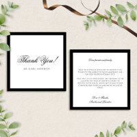 Formal Classic Black and White Wedding Thank You