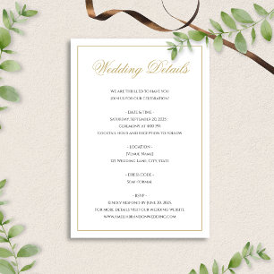 Formal Classic Black & Gold Border Wedding Details Enclosure Card
