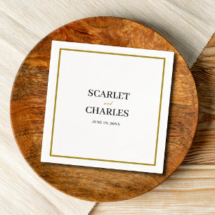 Formal Classic Black Gold Monogram Wedding Napkin