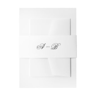 Formal Classic Black Monogram Script Wedding Invitation Belly Band