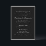 Formal Classic Black Script Elegant Wedding RSVP Invitation<br><div class="desc">Formal Classic Traditional Script Elegant Wedding Invitation with White Text on Black Background,  Narrow Border and Online RSVP Details</div>