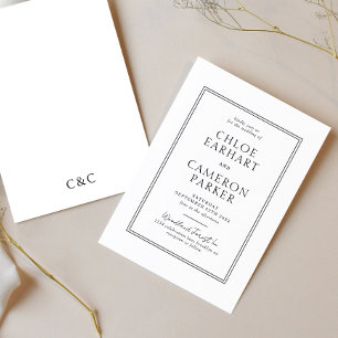 Formal Classic Black Square Border Wedding Invitation
