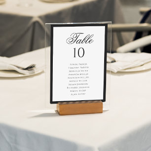 Formal Classic Black & White Wedding Seating Chart Table Number