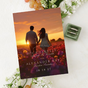 Formal Classic Blush Pink Photo Save The Date Magnetic Invitation