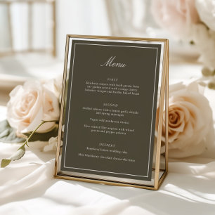 Formal Classic Border Olive Script Elegant Wedding Menu