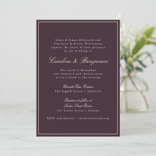 Formal Classic Border Script Plum Wedding Website Invitation