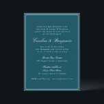 Formal Classic Border Script Teal Wedding Website Invitation<br><div class="desc">Formal Classic Traditional Script Elegant Wedding Invitation with Narrow Border and Online RSVP Details in Teal with White Text</div>