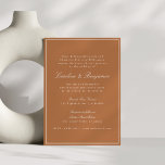 Formal Classic Border Script Wedding Terracotta  Invitation<br><div class="desc">Formal Classic Traditional Script Elegant Wedding Invitation with Narrow Border and Online RSVP Details in Terracotta with White Text</div>