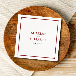 Formal Classic Burgundy & Gold Monogram Wedding Napkin