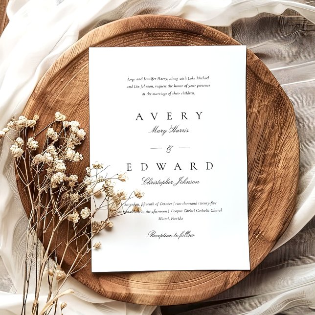 Formal Classic Elegant Black White Minimal Wedding Invitation (Creator Uploaded)