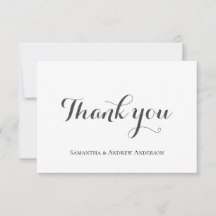 Formal Classic Elegant Grey White Script Wedding Thank You Card