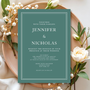 Formal Classic Emerald Green Wedding  Invitation