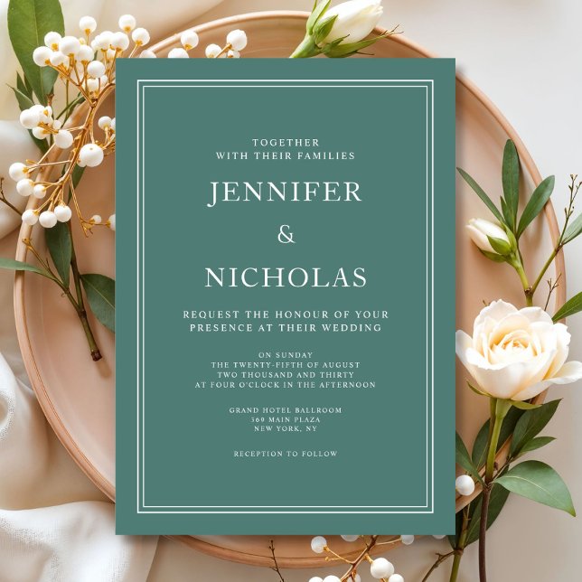 Formal Classic Emerald Green Wedding  Invitation (Formal Classic Emerald Green Wedding Invitation)